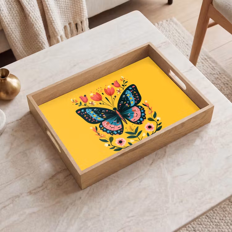 Tray - Flowers - Colorful - Butterfly - Ornamental — 2