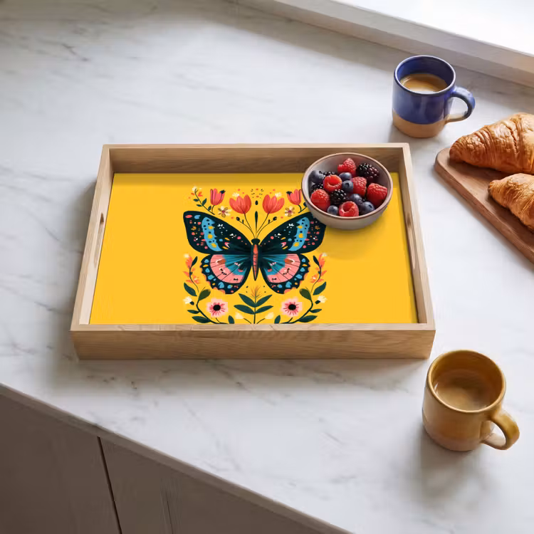 Tray - Flowers - Colorful - Butterfly - Ornamental — 3