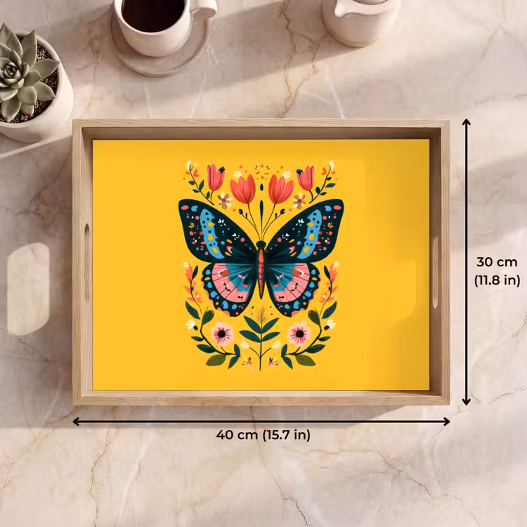 Tray - Flowers - Colorful - Butterfly - Ornamental — 7