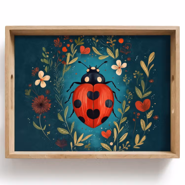 Tray - Flowers - Ladybug - Heart - Red — 1