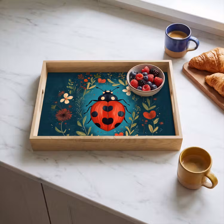 Tray - Flowers - Ladybug - Heart - Red — 3