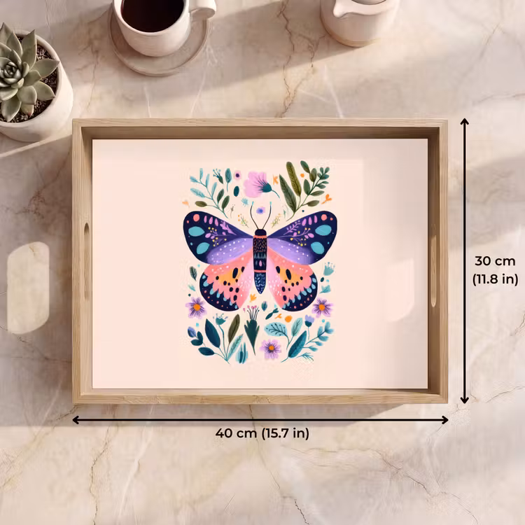 Tray - Flowers - Leaves - Butterfly - Colorful — 7