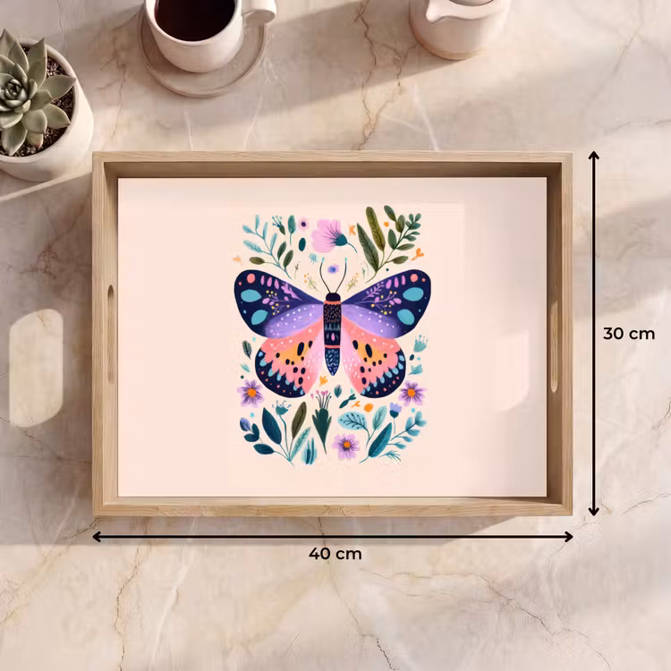 Tray - Flowers - Leaves - Butterfly - Colorful — 8