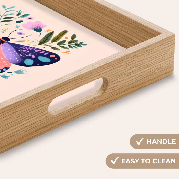 Tray - Flowers - Leaves - Butterfly - Colorful — 9