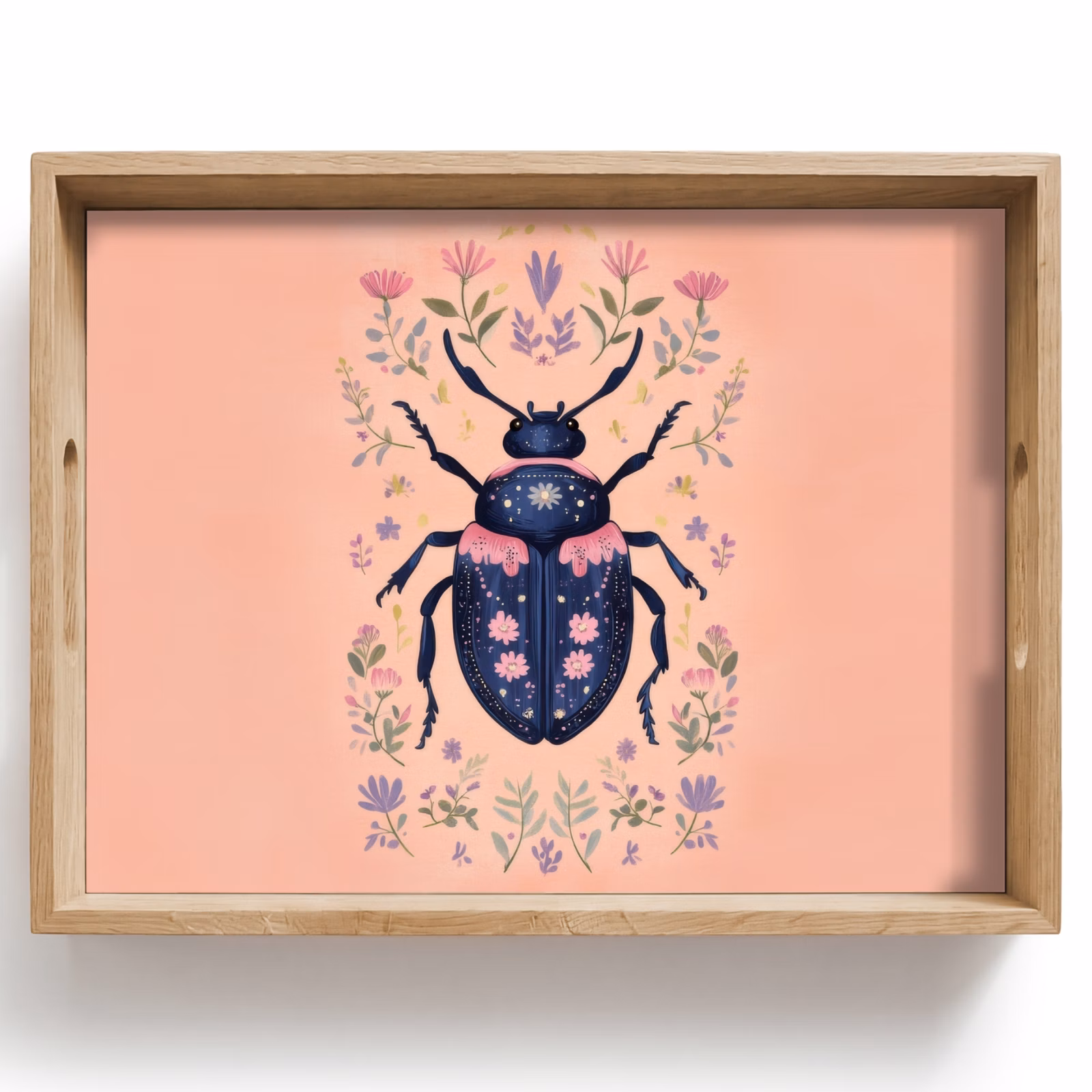 Tray - Beetle - Dark blue - Flowers - Ornamental — 1