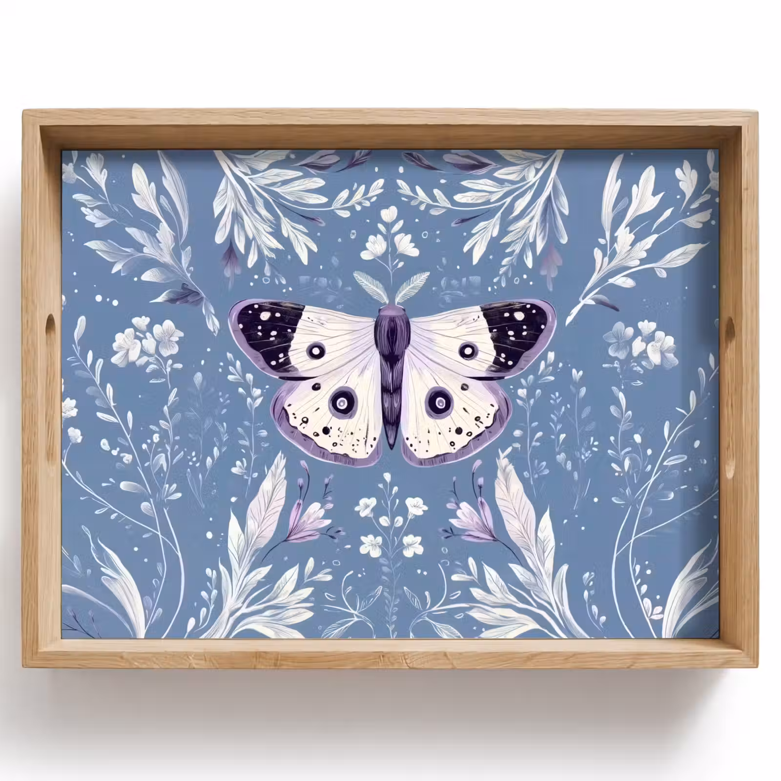 Tray - Butterfly - Flower branches - Light blue — 1