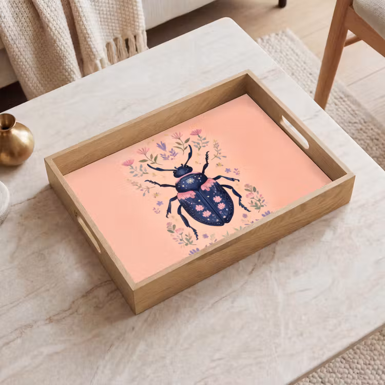 Tray - Beetle - Dark blue - Flowers - Ornamental — 2