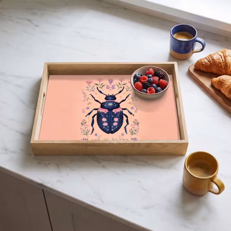 Tray - Beetle - Dark blue - Flowers - Ornamental — 3