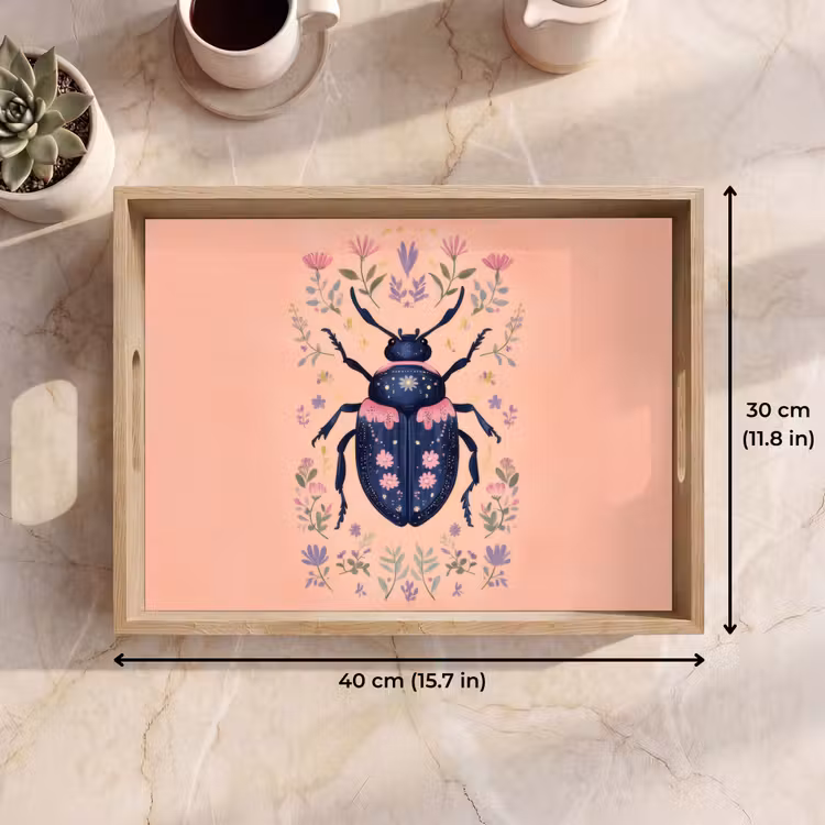 Tray - Beetle - Dark blue - Flowers - Ornamental — 7