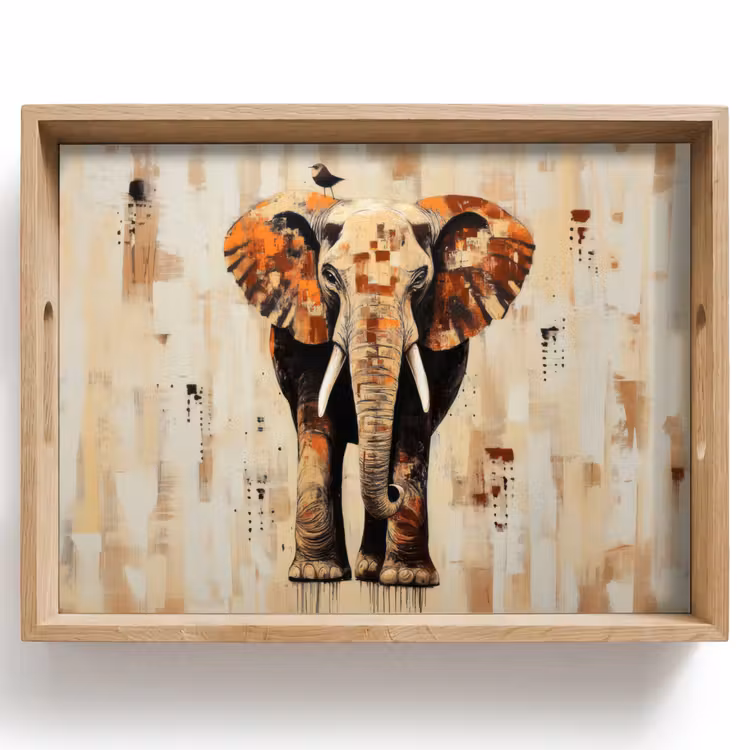 Tray - Elephant - Trunk - Mosaic - Abstract — 1