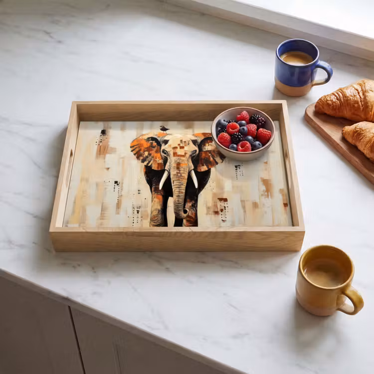 Tray - Elephant - Trunk - Mosaic - Abstract — 3