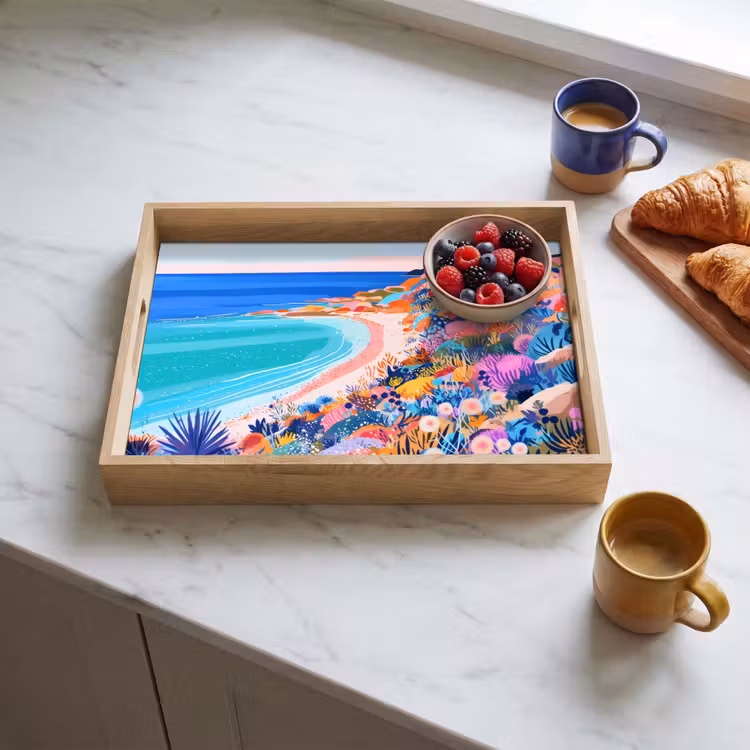 Tray - Flower meadow - Sea - Summer — 3