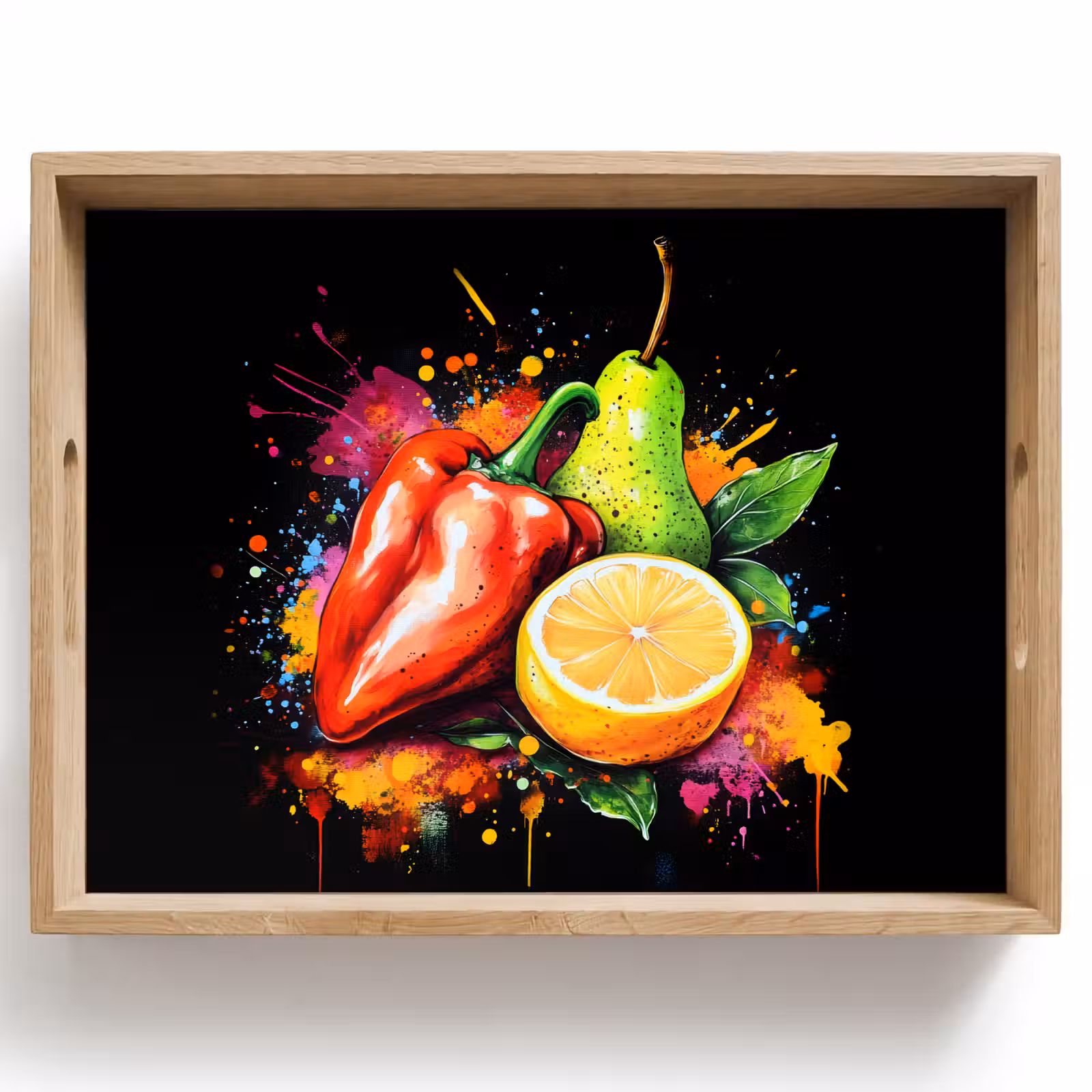 Tray - Bell pepper - Pear - Lemon - Graffiti - Paint - Abstract — 1