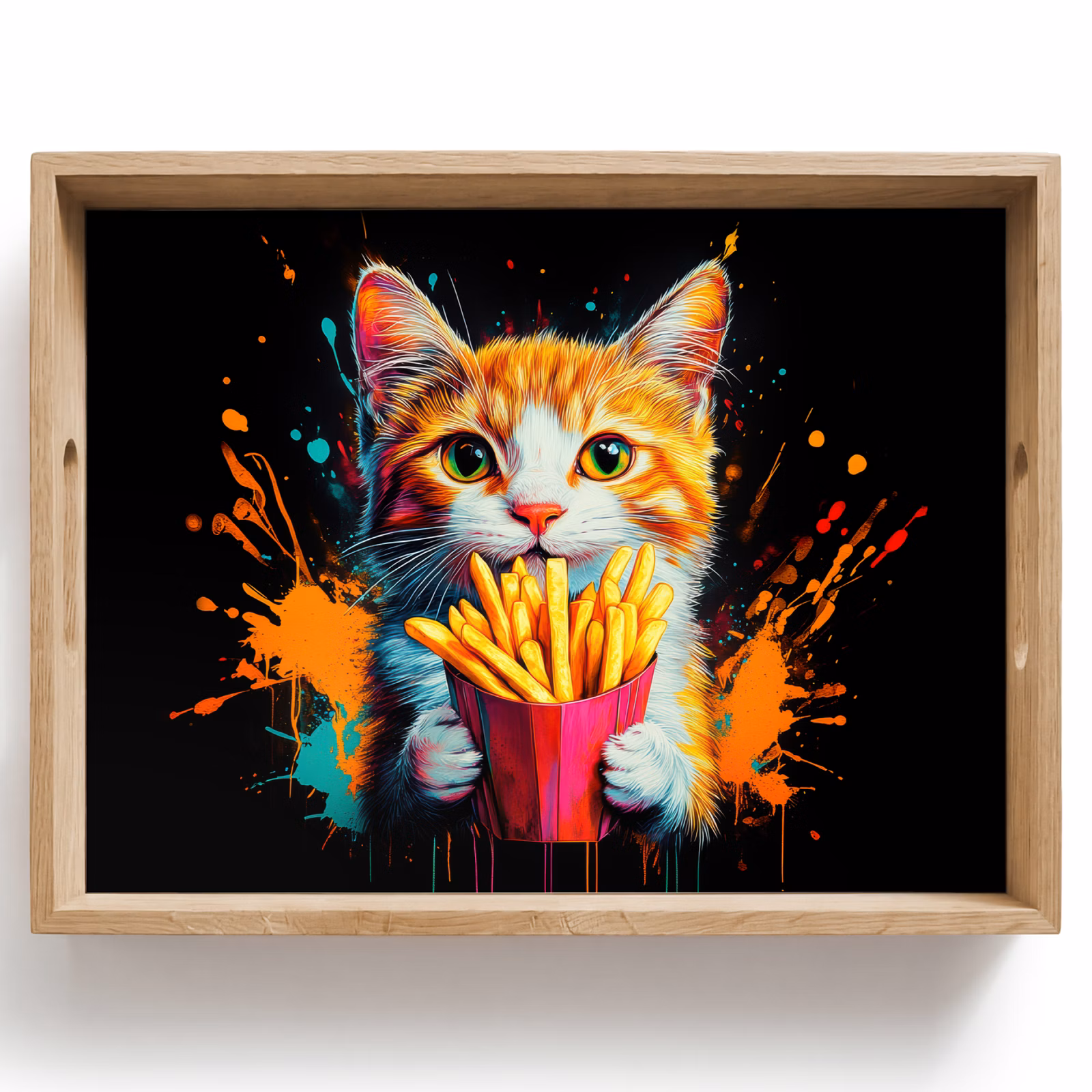 Tray - Cat - Food - Fries - Graffiti - Abstract — 1