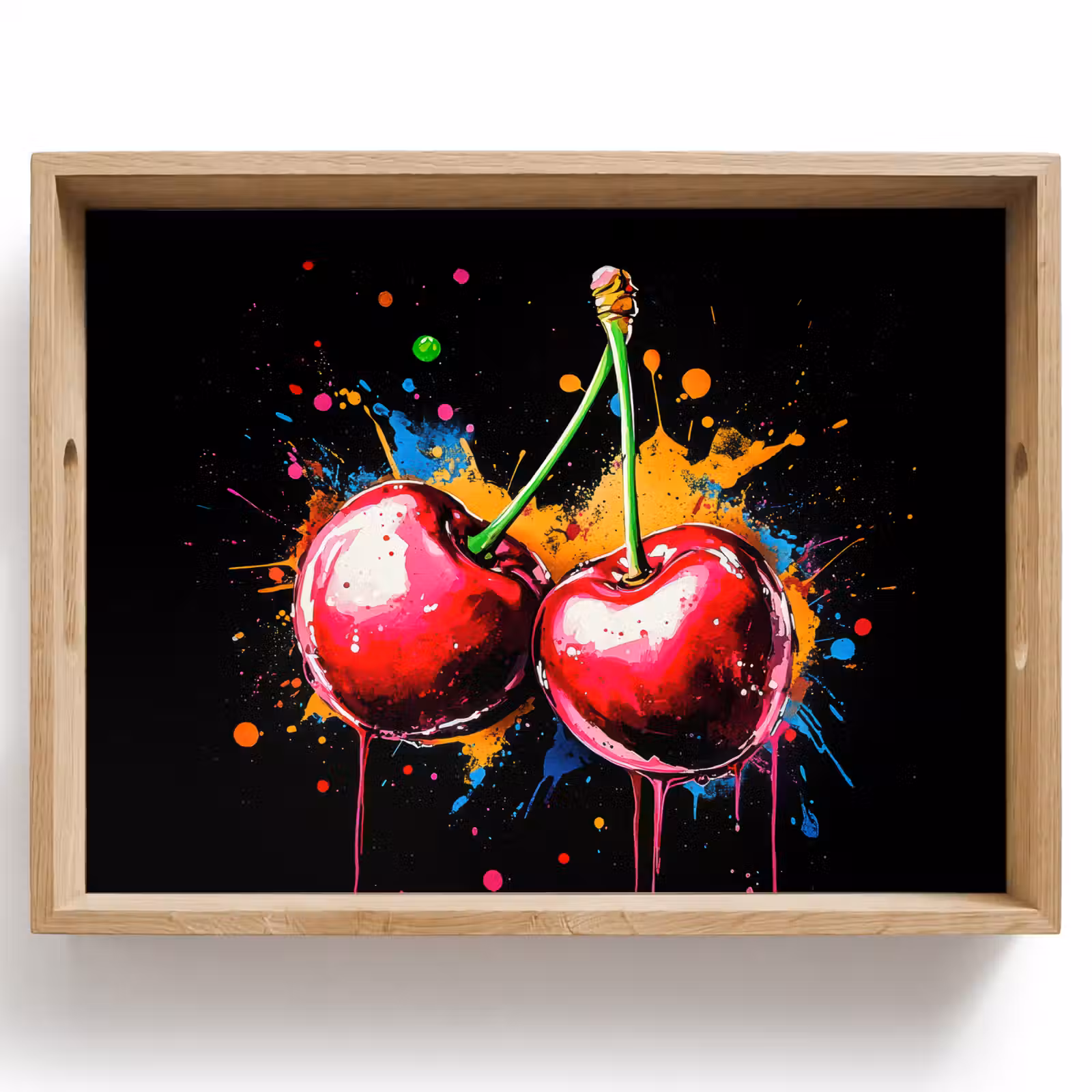Tray - Cherries - Fruit - Graffiti - Paint - Abstract - Modern - Colorful — 1