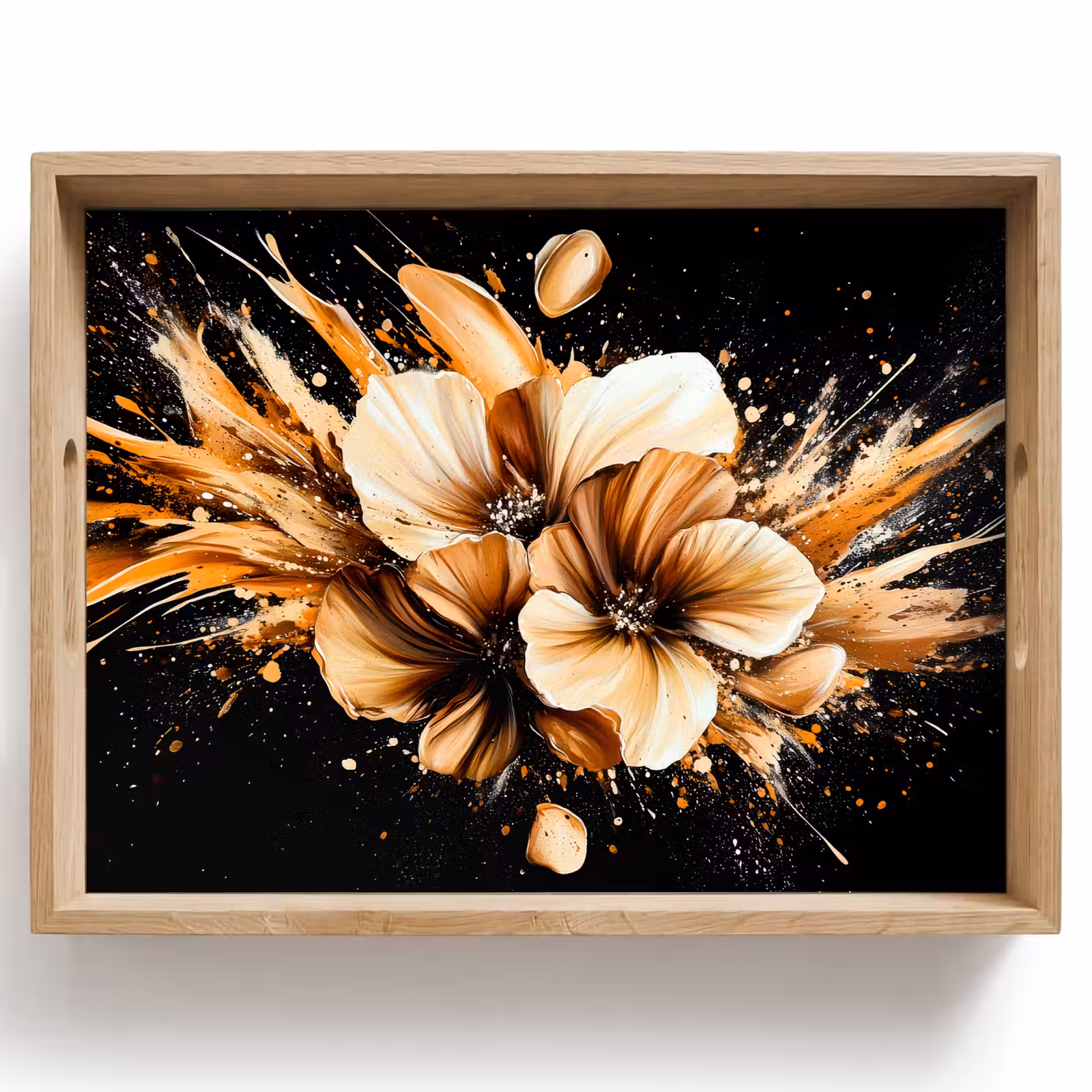 Tray - Flowers - Gold - Graffiti - Black - Abstract — 1