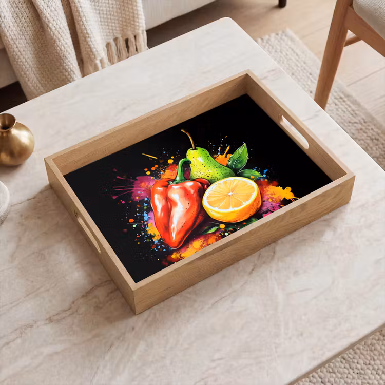 Tray - Bell pepper - Pear - Lemon - Graffiti - Paint - Abstract — 2