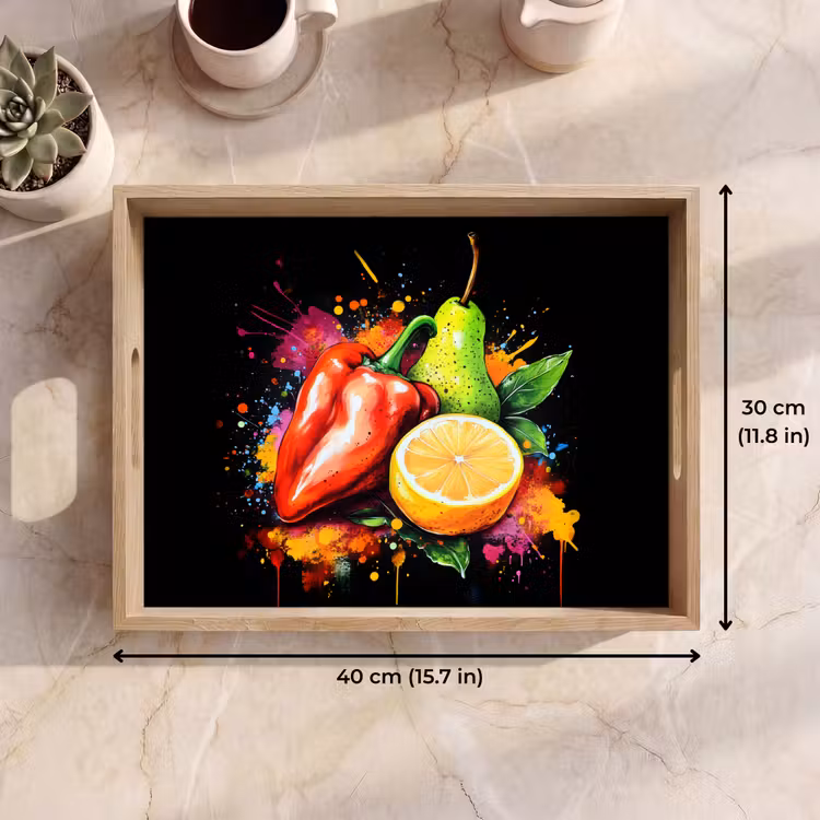 Tray - Bell pepper - Pear - Lemon - Graffiti - Paint - Abstract — 7