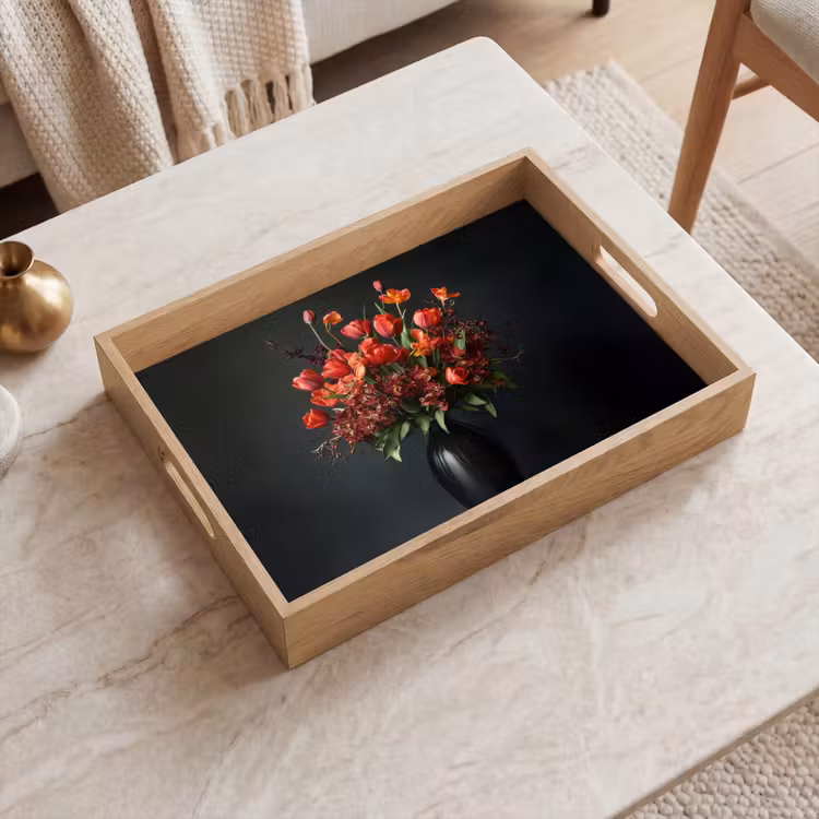 Tray - Bouquet - Tulips - Vase - Red — 2