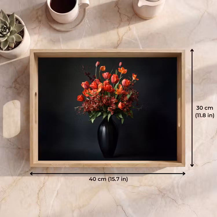 Tray - Bouquet - Tulips - Vase - Red — 7