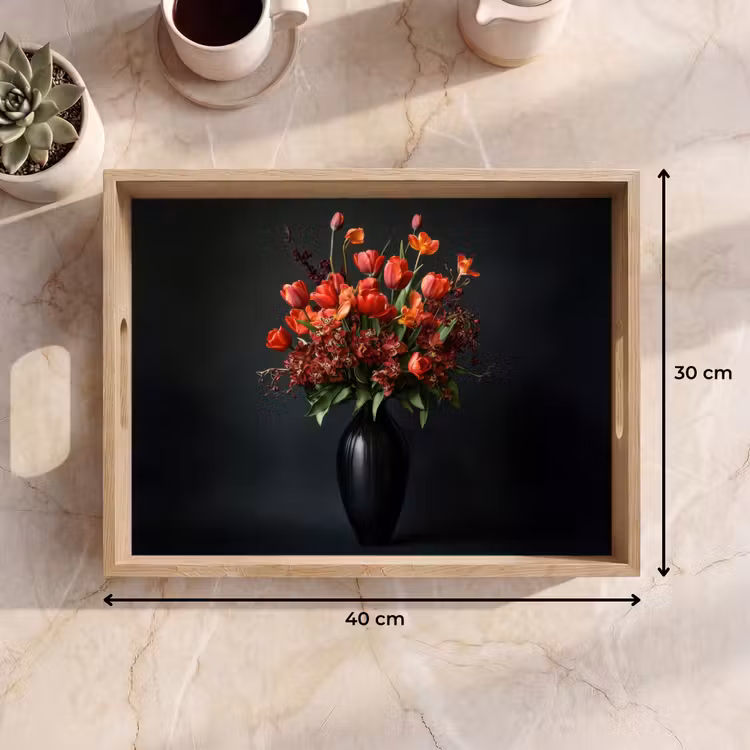 Tray - Bouquet - Tulips - Vase - Red — 8