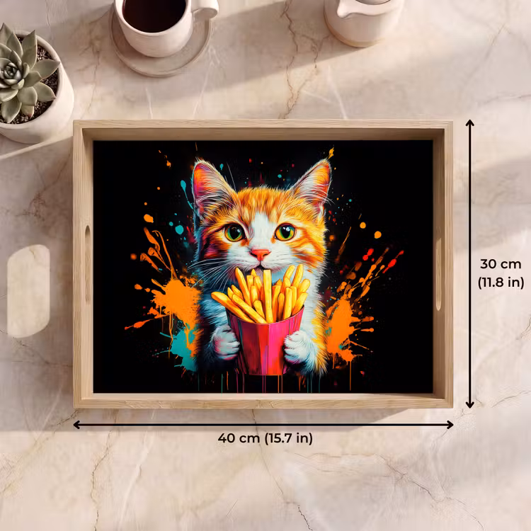 Tray - Cat - Food - Fries - Graffiti - Abstract — 7