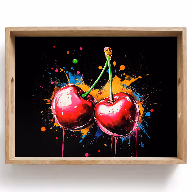 Tray - Cherries - Fruit - Graffiti - Paint - Abstract - Modern - Colorful — 1