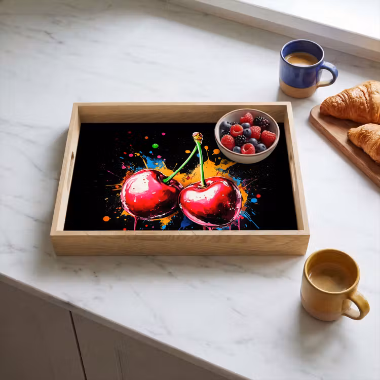 Tray - Cherries - Fruit - Graffiti - Paint - Abstract - Modern - Colorful — 3