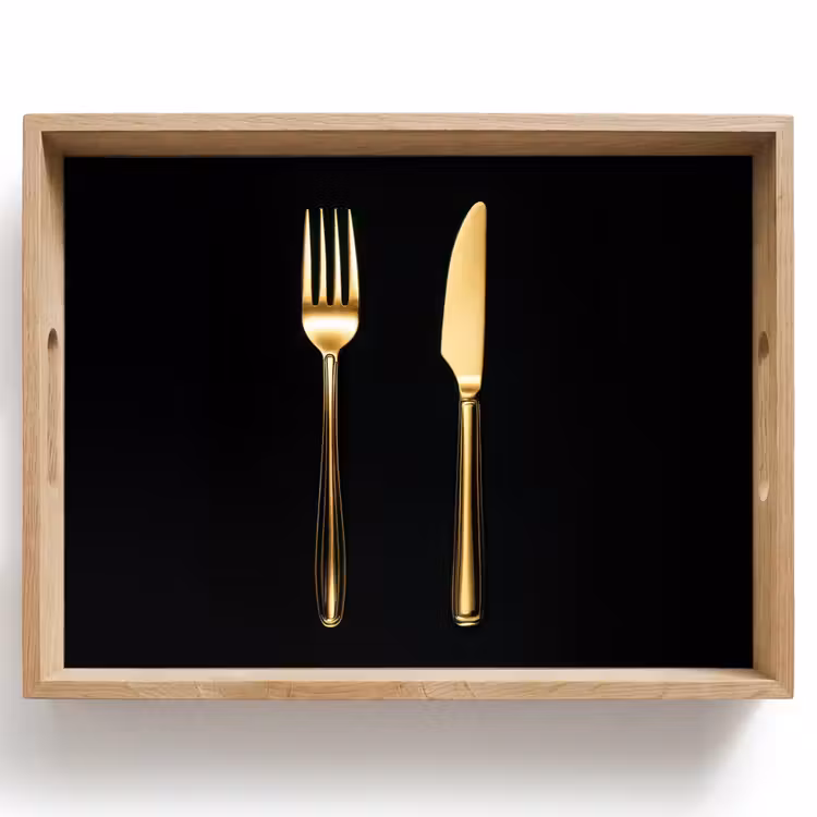 Tray - Cutlery - Gold - Knife - Fork — 1