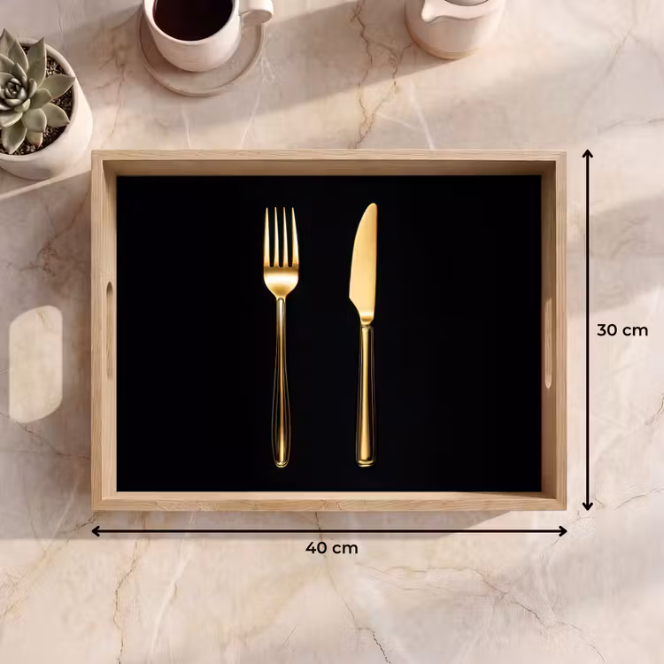 Tray - Cutlery - Gold - Knife - Fork — 8