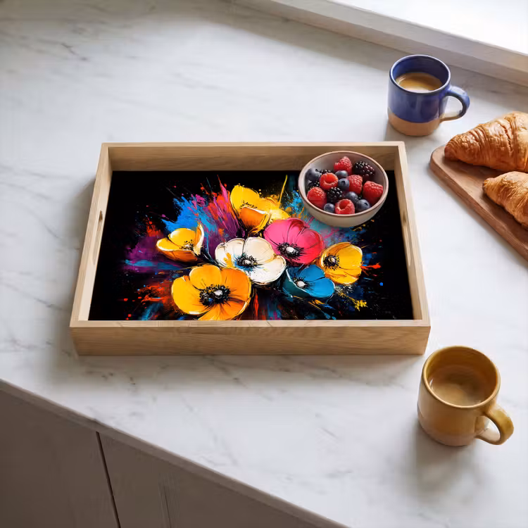 Tray - Flowers - Colorful - Graffiti - Modern - Bouquet — 3