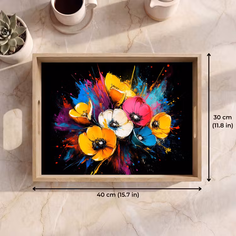 Tray - Flowers - Colorful - Graffiti - Modern - Bouquet — 7