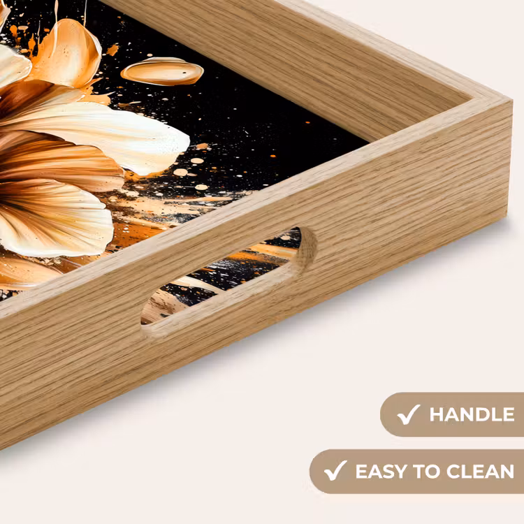 Tray - Flowers - Gold - Graffiti - Black - Abstract — 9