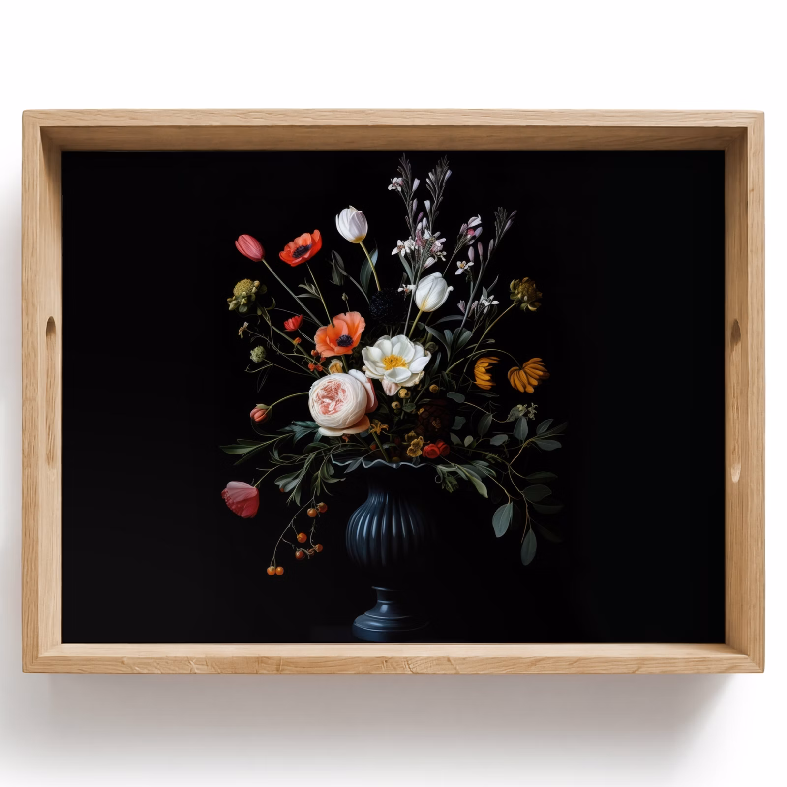 Tray - Flower arrangement - Vase - Black — 1