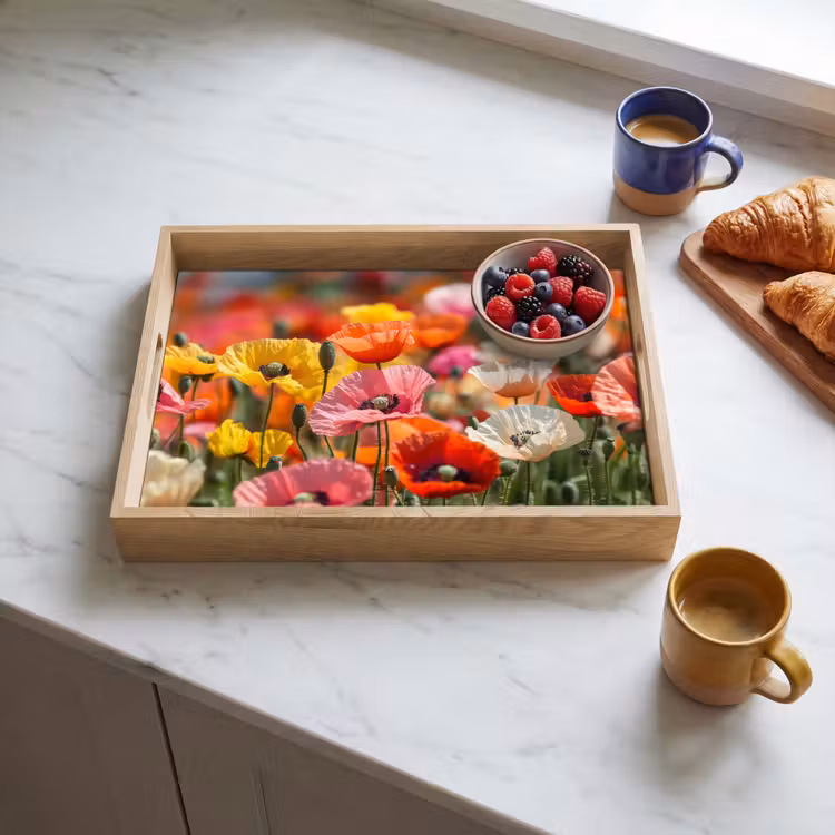 Tray - Field of flowers - Poppies - Colorful — 3