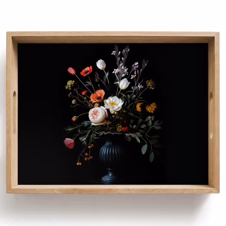 Tray - Flower arrangement - Vase - Black — 1