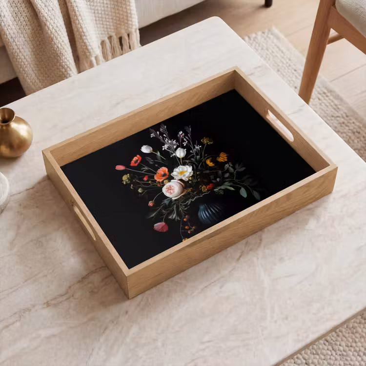 Tray - Flower arrangement - Vase - Black — 2