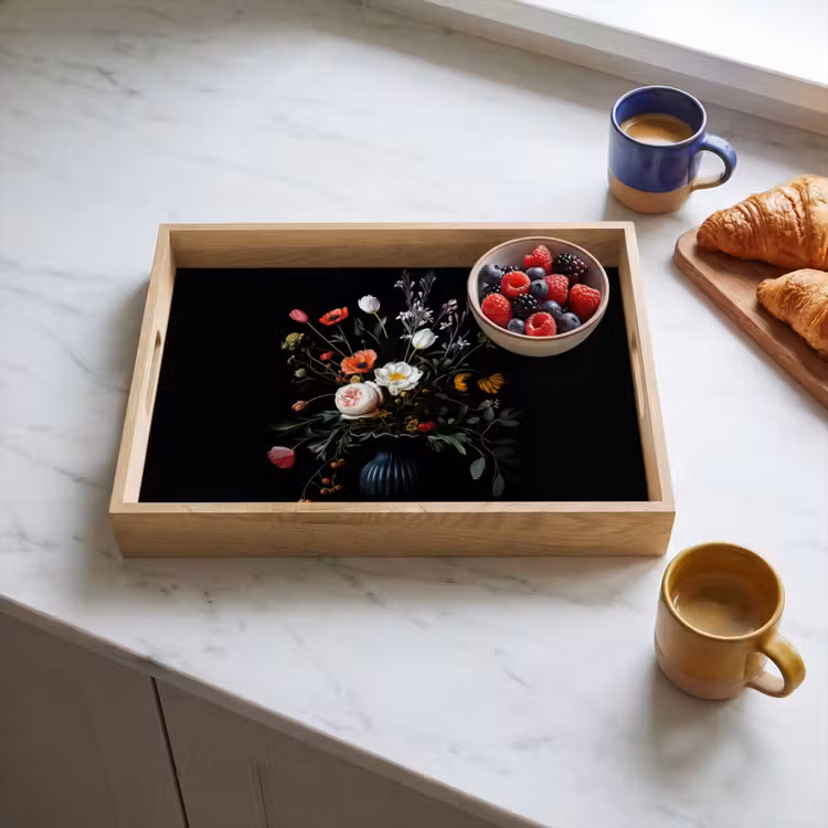 Tray - Flower arrangement - Vase - Black — 3