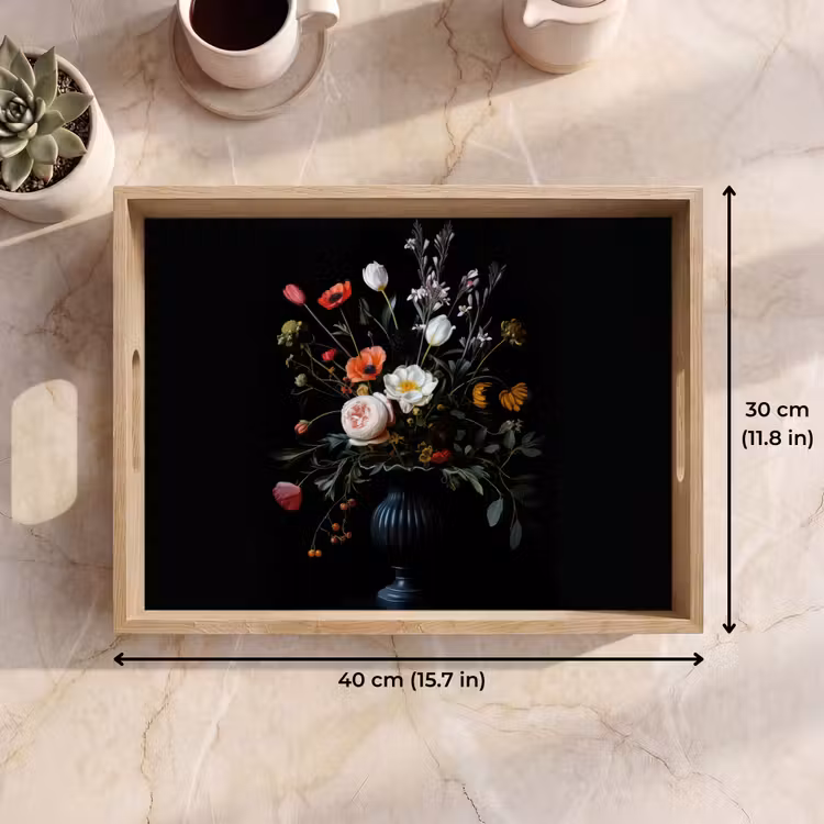 Tray - Flower arrangement - Vase - Black — 7