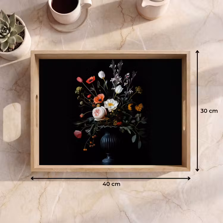 Tray - Flower arrangement - Vase - Black — 8