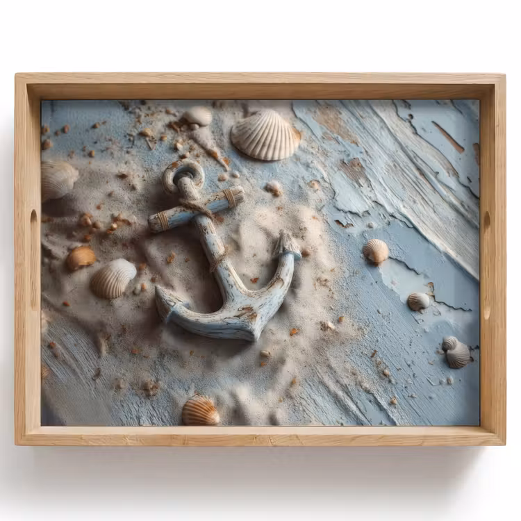 Tray - Anchor - Wood - Shells - Sand — 1