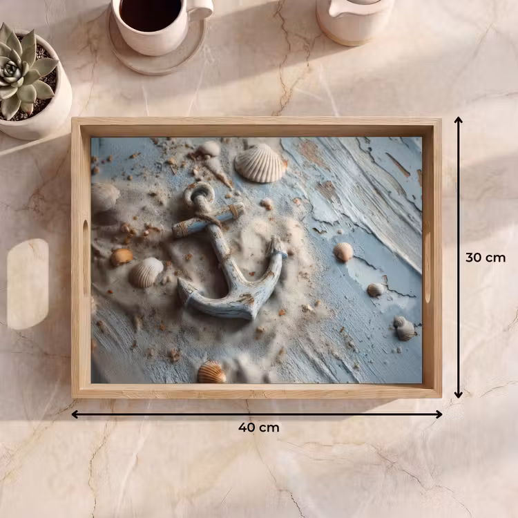 Tray - Anchor - Wood - Shells - Sand — 8