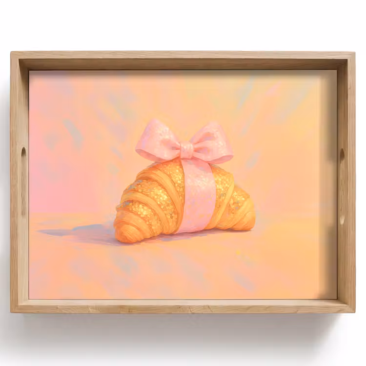 Tray - Croissant - Bow - Pink — 1