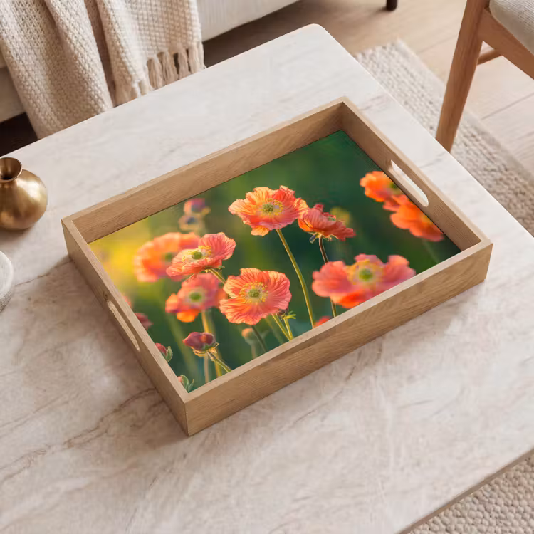 Tray - Field of flowers - Sunbeams - Orange — 2
