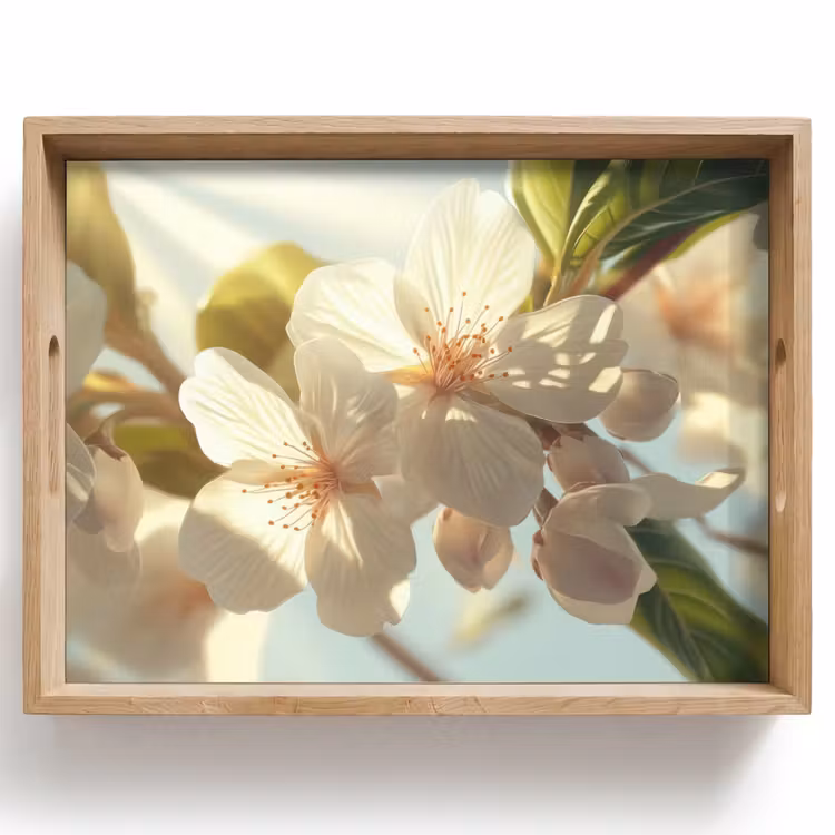 Tray - Blossoms - White - Sunbeams - Petals — 1