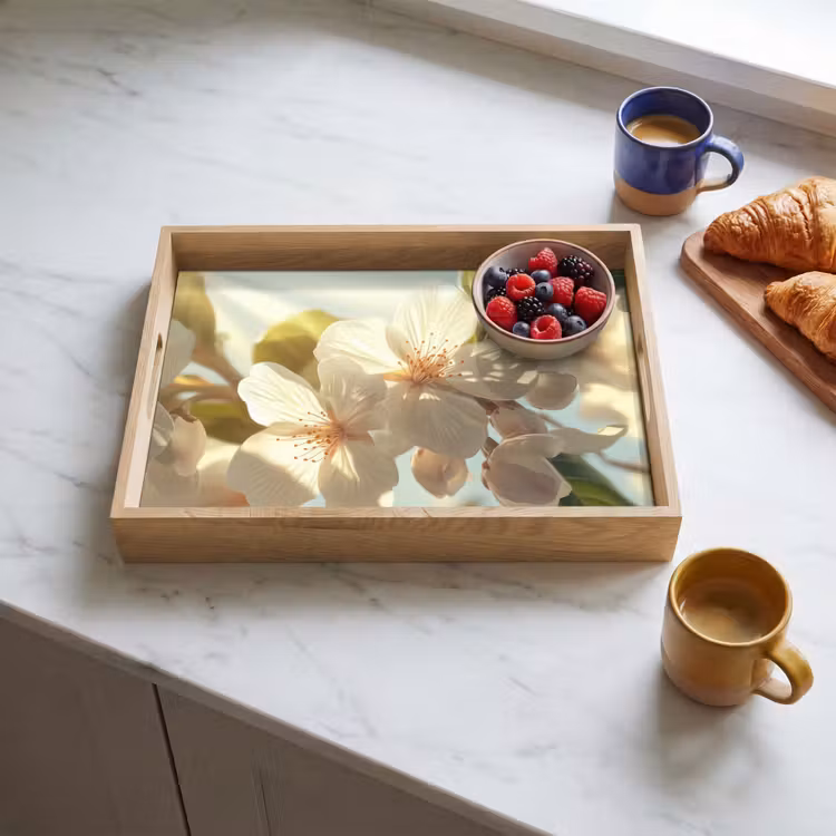 Tray - Blossoms - White - Sunbeams - Petals — 3