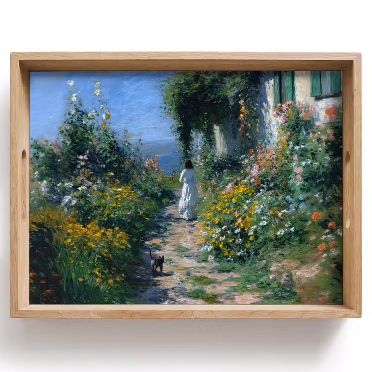 Tray - Cat - Woman - Flowers - House — 1