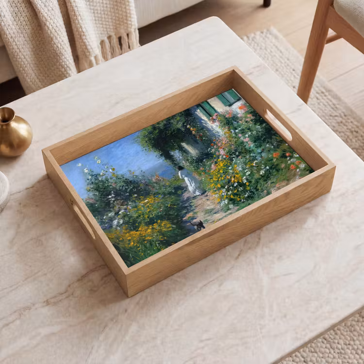 Tray - Cat - Woman - Flowers - House — 2