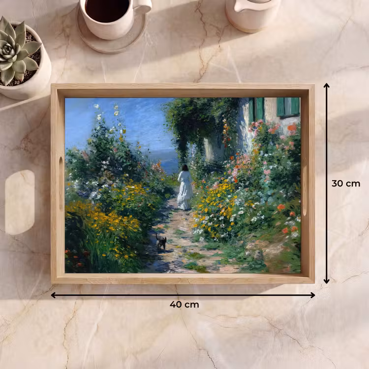 Tray - Cat - Woman - Flowers - House — 8