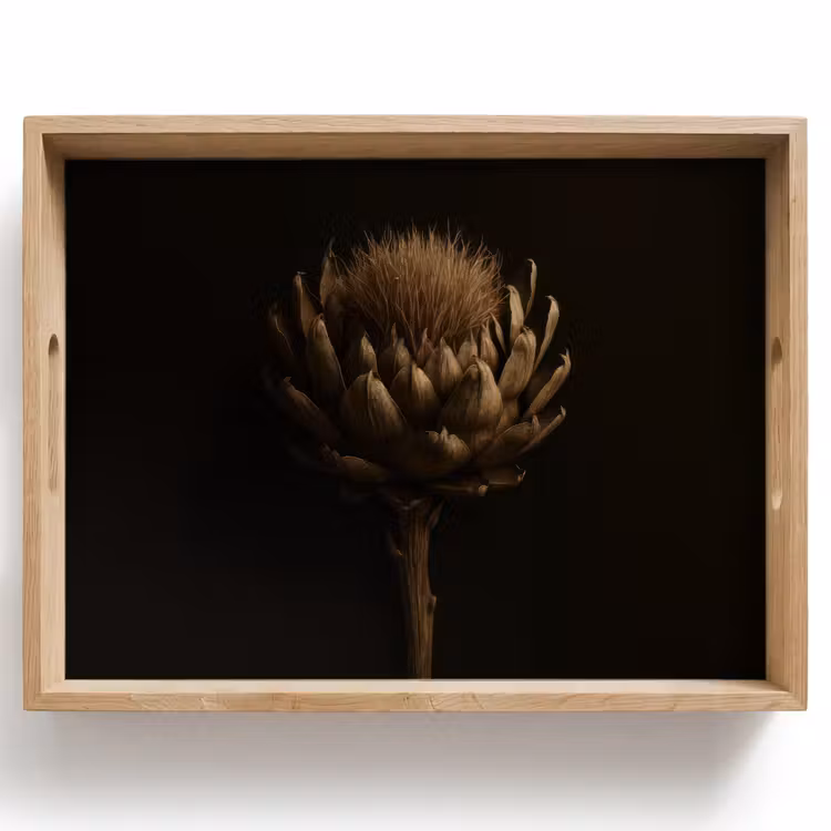 Tray - Dark brown - Flower - Texture - Artichoke — 1